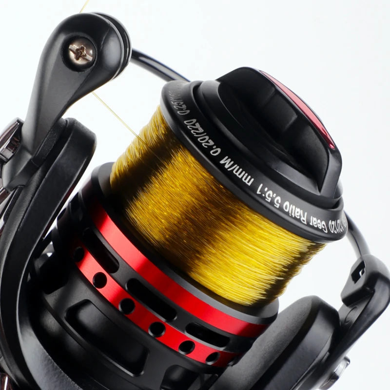 Fluorocarbon Fishing Line in Clear, Green/Bronze, and Red