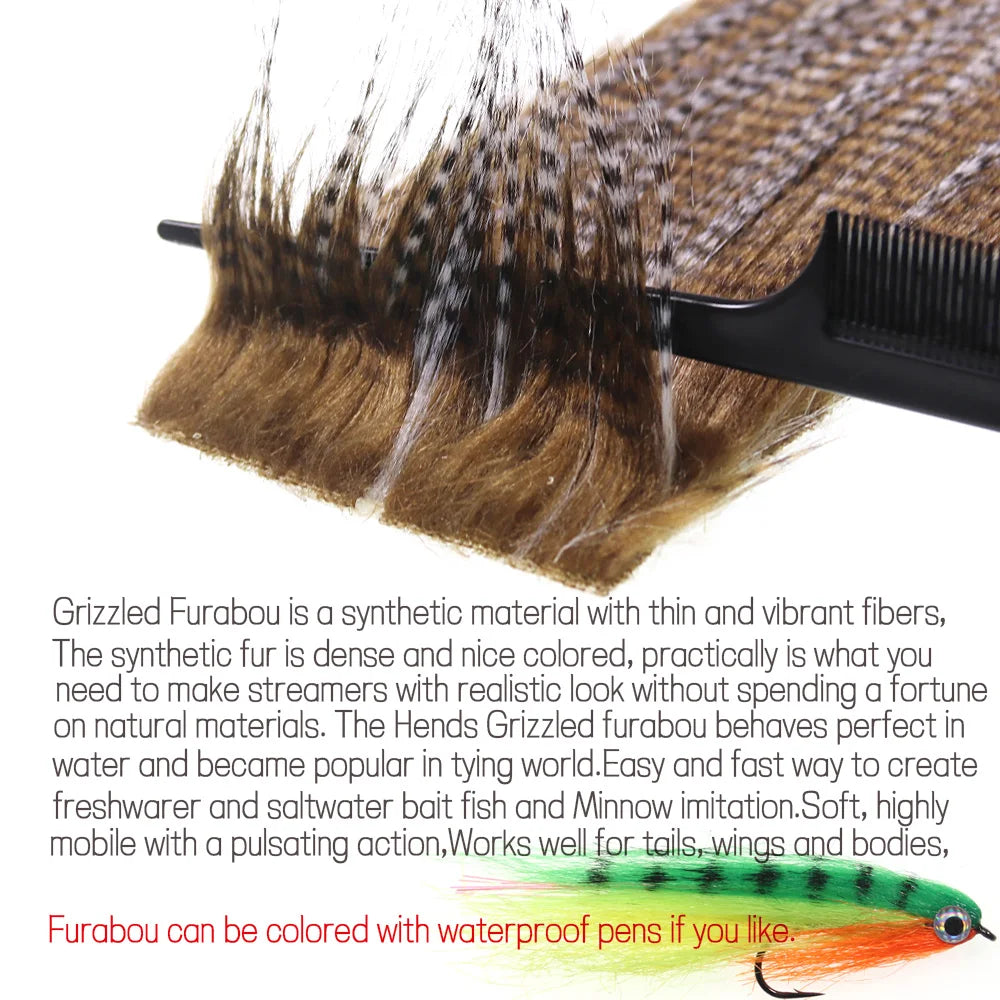 Soft Synthetic Fiber Grizzled Craft Fur Fly Tying Materials